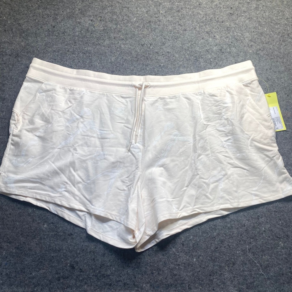 All in Motion Ivory French Terry Shorts Plus Size 4X Marble Print Drawstring